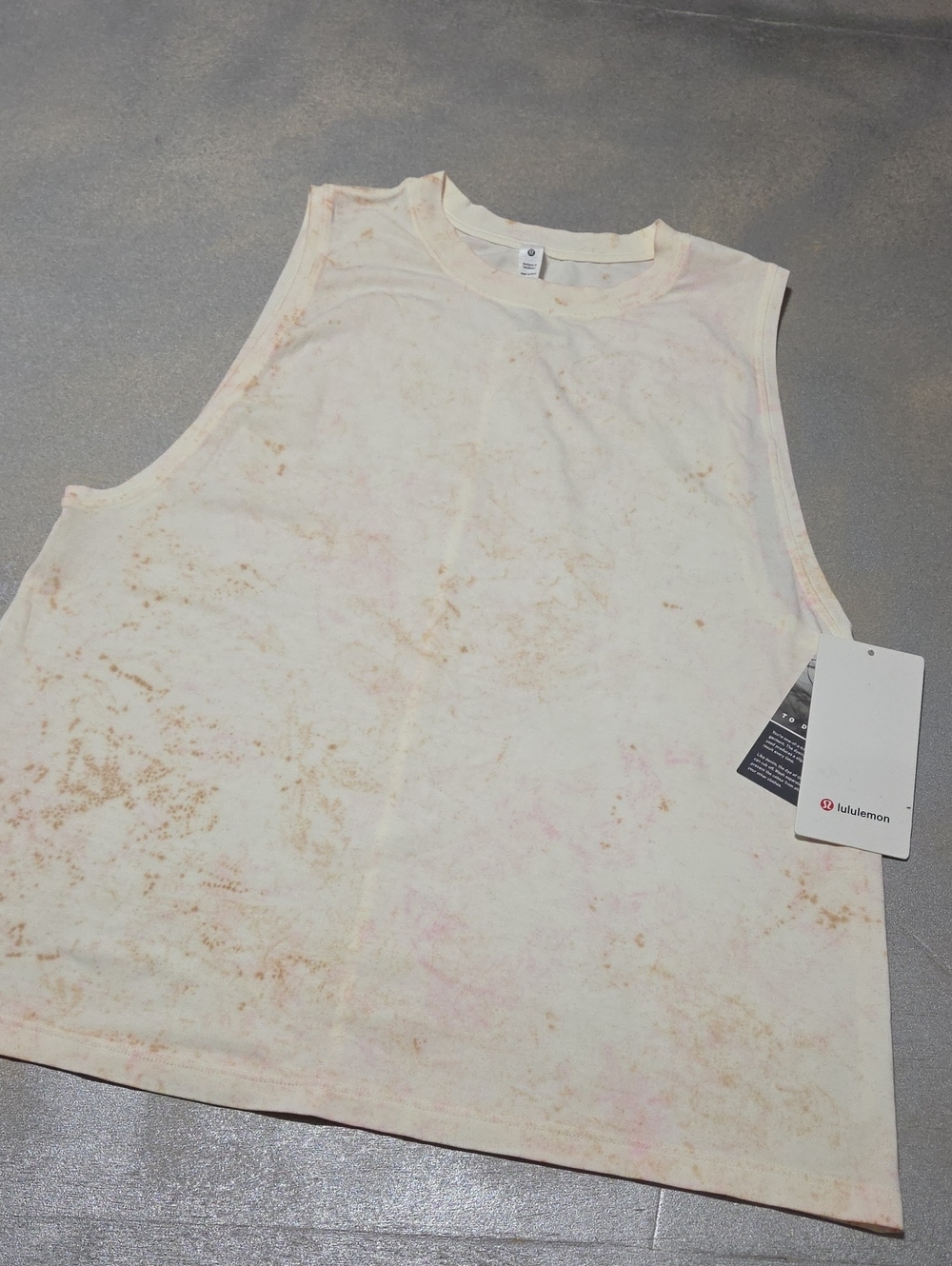lululemon athletica Cream Tie-Dye Muscle Tank with Pink & Tan Accents